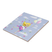 女のかわいらし子の気球の妖精の贈り物のファンシー飛行 タイル (側面)