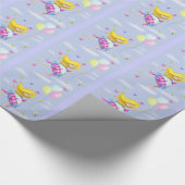 女のかわいらし子の気球の妖精の贈り物のファンシー飛行 ラッピングペーパー (角)