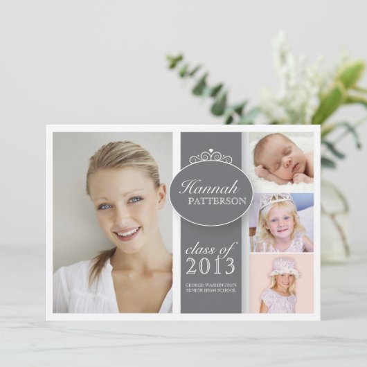 女のかわいらし子4写真イングレー卒業招待状 招待状 (スタンド正面)