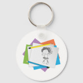 女のよくはしゃぐ子スケッチスケッチとカラフル鉛筆 キーホルダー (正面)