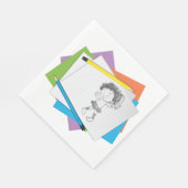 女のよくはしゃぐ子スケッチスケッチとカラフル鉛筆 スタンダードランチョンナプキン (角)