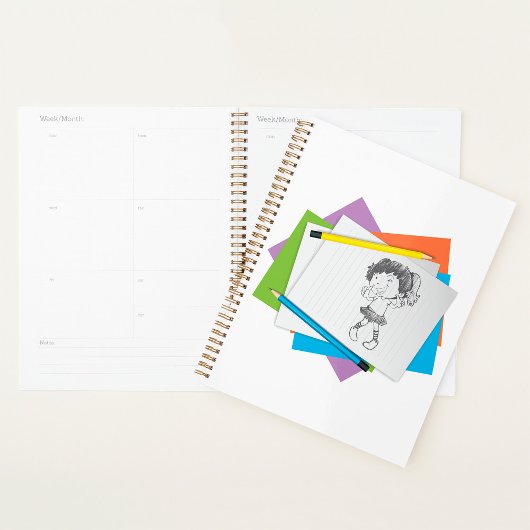 女のよくはしゃぐ子スケッチスケッチとカラフル鉛筆 プランナー手帳