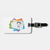 女のよくはしゃぐ子スケッチスケッチとカラフル鉛筆 ラゲッジタグ (正面横)