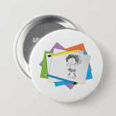 女のよくはしゃぐ子スケッチスケッチとカラフル鉛筆 缶バッジ (正面&裏面)