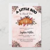 女のカスタム子のためのピンクのパンプキンハロウィーン赤ちゃんシャワー 招待状 (正面)