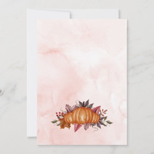 女のカスタム子のためのピンクのパンプキンハロウィーン赤ちゃんシャワー 招待状 (裏面)