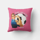 女のカスタム子の遊のサッカーのように クッション (裏面)