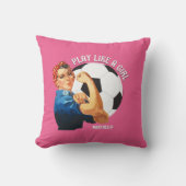 女のカスタム子の遊のサッカーのように クッション (正面)