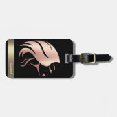 女のカッコいい子顔シルエット，ブラック – パーソナライズされた ラゲッジタグ (正面横)