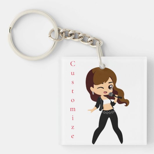 女のクール子がカラオケThunder_Cove キーホルダー (正面)