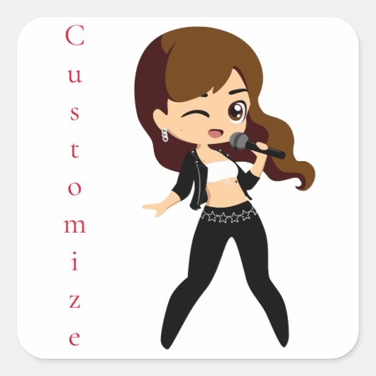 女のクール子がカラオケThunder_Cove スクエアシール (正面)