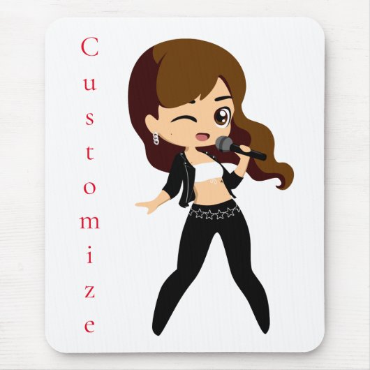 女のクール子がカラオケThunder_Cove マウスパッド (正面)