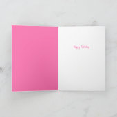 女のパーソナライズされた子のピンクのお誕生日ケーキ カード (内部)