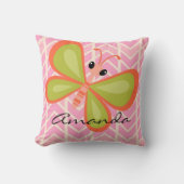 女のパーソナライズされた子のピンクの蝶ピロー クッション (正面)