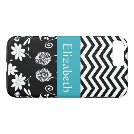 女のパーソナライズされた子のモダンデイジーと名前のシェブロン Case-Mate iPhoneケース (裏面(横))