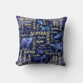 女のパーソナライズされた子の名前の天獣のコラージュ クッション (正面)