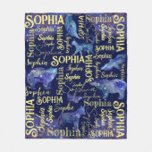 女のパーソナライズされた子の名前の天獣のコラージュ フリースブランケット (正面)