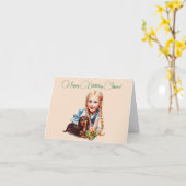 女のパーソナライズされた子の名前誕生日カード カード (黄色い花)