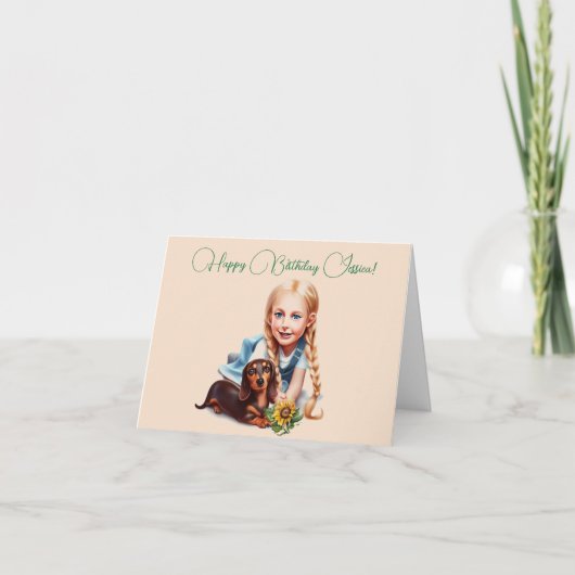 女のパーソナライズされた子の名前誕生日カード カード (正面)