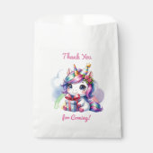 女のパーソナライズされた子の誕生日ユニコーンをテーマにした フェイバーバッグ (正面)