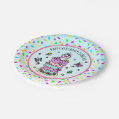 女のパーソナライズされた子の誕生日ユニコーンチョウ ペーパープレート (アングル)