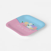 女のパーソナライズされた子の赤ちゃんシャワー、フローラピンク、青 ペーパープレート (傾斜あり)