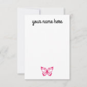 女のパーソナライズされた子用のバタフライノート サンキューカード (正面)