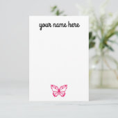 女のパーソナライズされた子用のバタフライノート サンキューカード (スタンド正面)