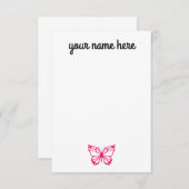 女のパーソナライズされた子用のバタフライノート サンキューカード (正面/裏面)