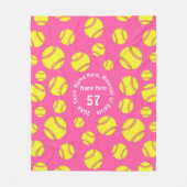 女のパーソナライズされた子用ソフトボールプレゼント，ソフトボール フリースブランケット (正面)