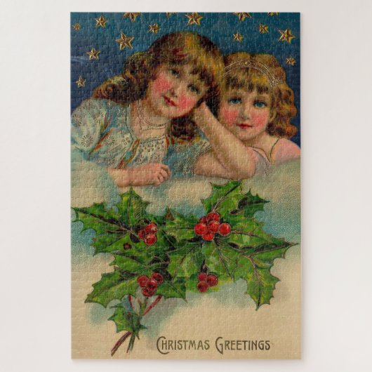 女のビクトリアン子のクリスマス挨拶 ジグソーパズル (縦)