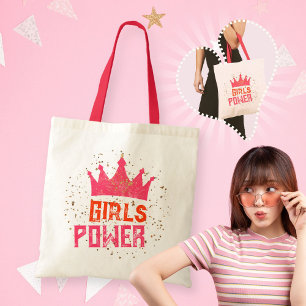 女のファンキー子パワークラウン金ゴールドスターピンク赤 トートバッグ