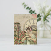 女のフランスの子バラヴィンテージはがき ポストカード (スタンド正面)