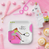 女のプレイヤー誕生日のテニスボール ペーパープレート (パーティー)