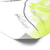 女のヘビ舌アップルグリーンのスプラッシュ超現実美術 ポスター (角)