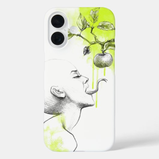 女のヘビ舌アップルグリーンのスプラッシュ超現実美術 Case-Mate iPhoneケース (裏面)