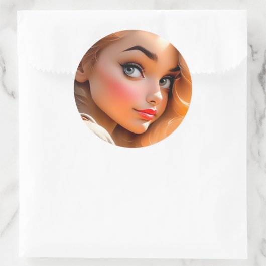 女のポートレートは女の鉛筆のスケッチだ。A ラウンドシール (バッグ)