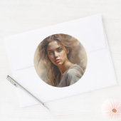 女のポートレートは女の鉛筆のスケッチだ。p ラウンドシール (封筒)