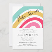 女のモダン子のための明るい虹の赤ちゃんシャワー 招待状 (正面)