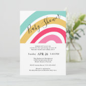 女のモダン子のための明るい虹の赤ちゃんシャワー 招待状 (スタンド正面)