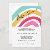 女のモダン子のための明るい虹の赤ちゃんシャワー 招待状 (正面/裏面)