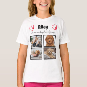 女のモダン子のための4犬写真コラージュtシャツ tシャツ