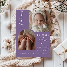 女のモダン子の誕生発表フォトコラージュカード 招待状