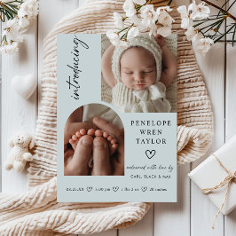 女のモダン子の誕生発表フォトコラージュカード 招待状