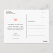 女のモダン子フォトスクリプト誕生日サンキューカード ポストカード (裏面)