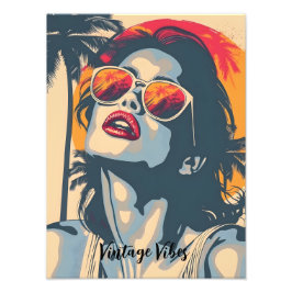 女のレトロスタイル フォトプリント           