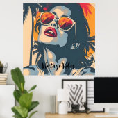 女のレトロスタイル ポスター (ホームオフィス)