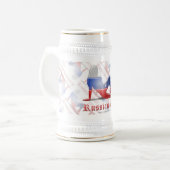 女のロシアの子シルエットフラグ ビールジョッキ (正面左)