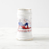 女のロシアの子シルエットフラグ ビールジョッキ (中央)