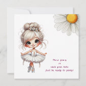 女の予測できな子バレリーナ誕生日の招待状 (裏面)